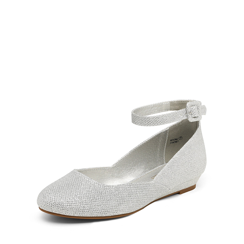 Silver flats clearance with ankle strap